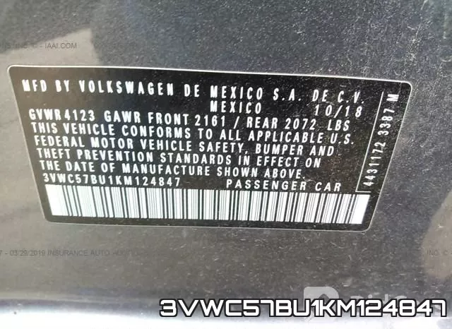 3VWC57BU1KM124847 фото 10