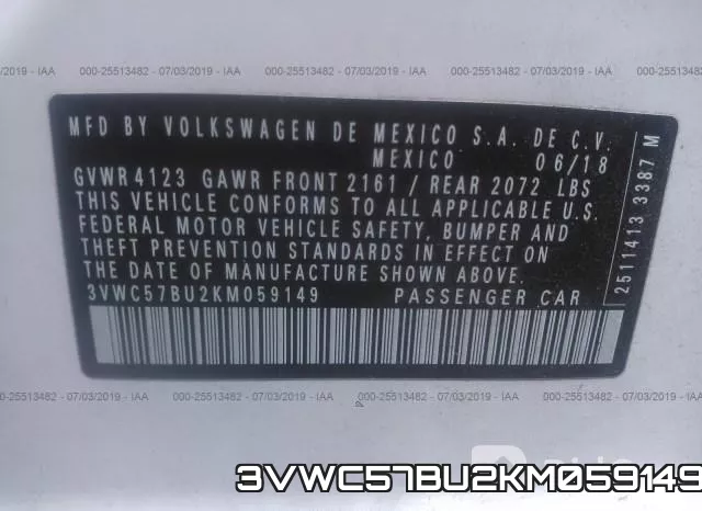3VWC57BU2KM059149 фото 10