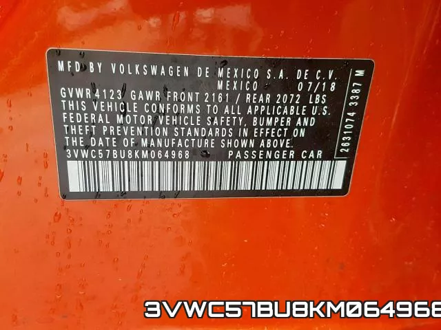 3VWC57BU8KM064968 фото 2