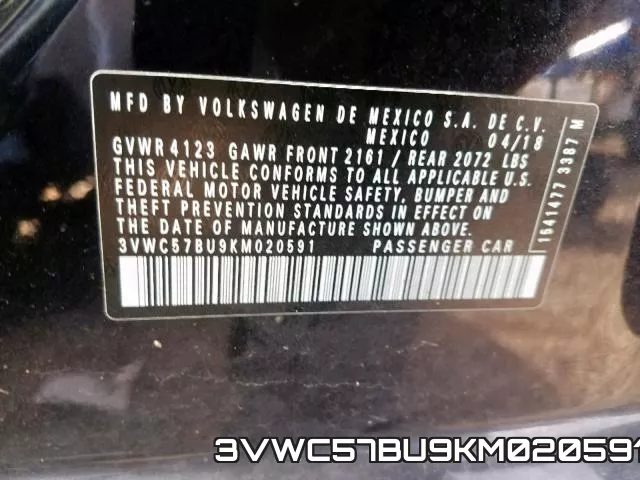 3VWC57BU9KM020591 фото 2