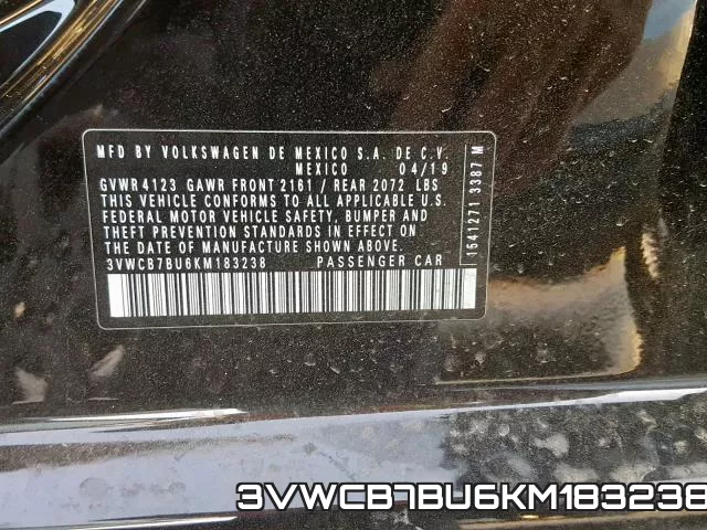 3VWCB7BU6KM183238 фото 2