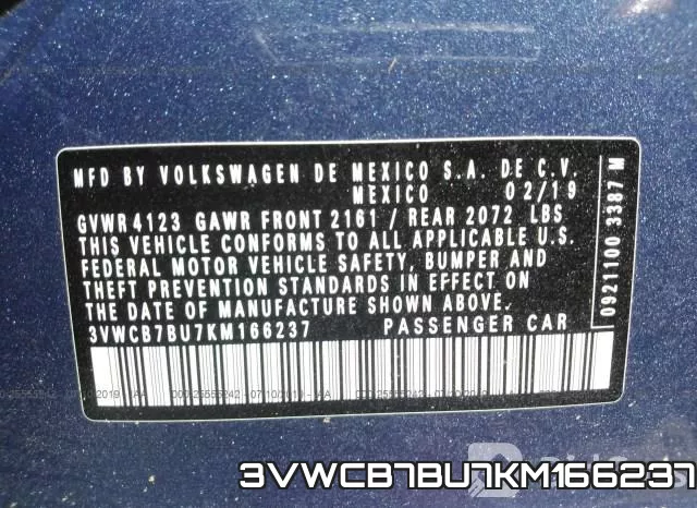 3VWCB7BU7KM166237 фото 10