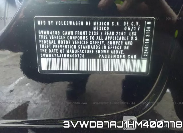 3VWDB7AJ1HM400778 фото 10