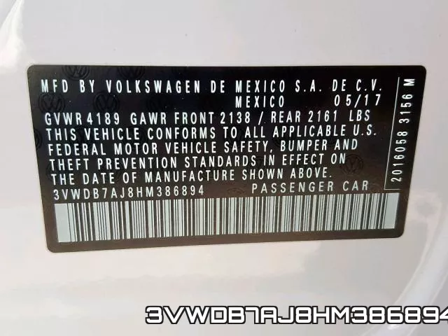 3VWDB7AJ8HM386894 фото 2