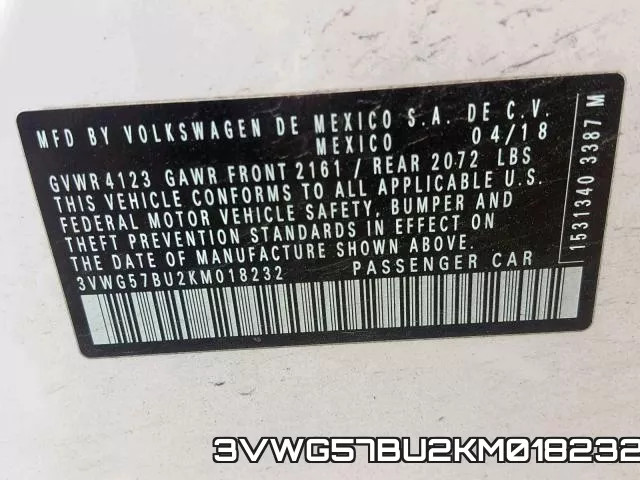 3VWG57BU2KM018232 фото 2