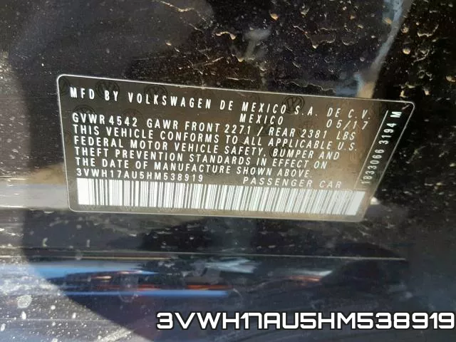 3VWH17AU5HM538919 фото 2