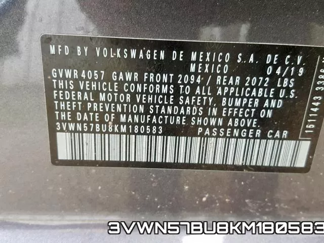 3VWN57BU8KM180583 фото 2