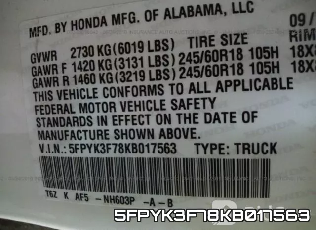5FPYK3F78KB017563 фото 10