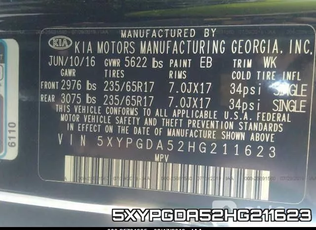 5XYPGDA52HG211623 фото 10