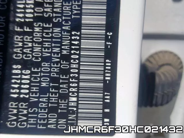 JHMCR6F30HC021432 фото 2