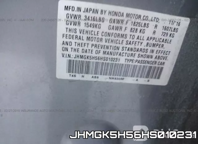 JHMGK5H56HS010231 фото 10