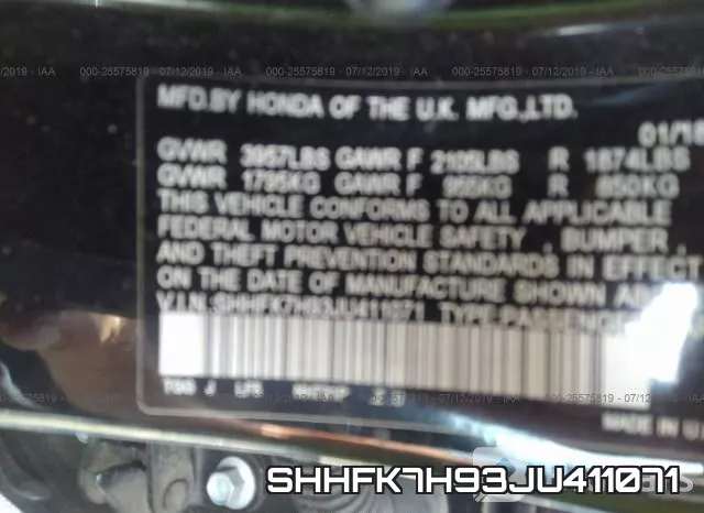 SHHFK7H93JU411071 фото 10
