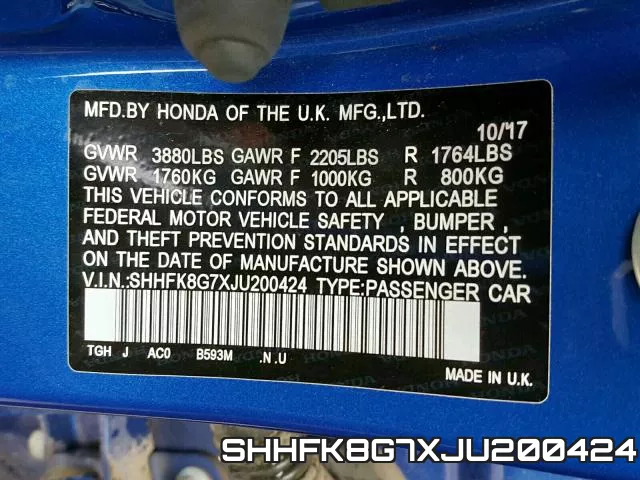 SHHFK8G7XJU200424 фото 2
