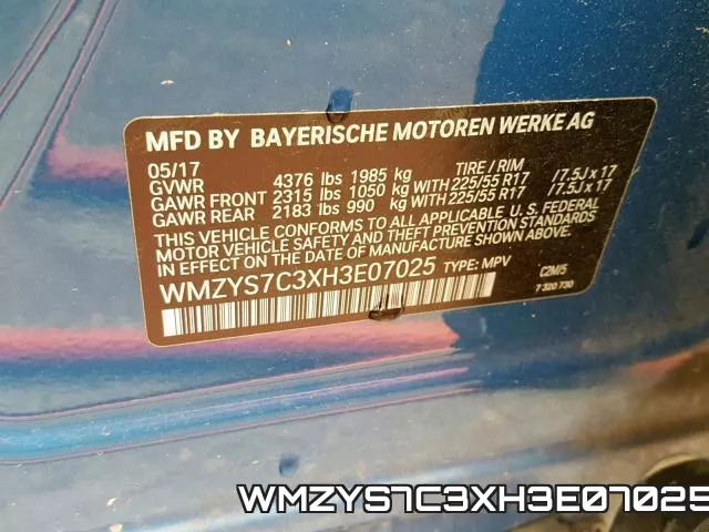 WMZYS7C3XH3E07025 фото 2