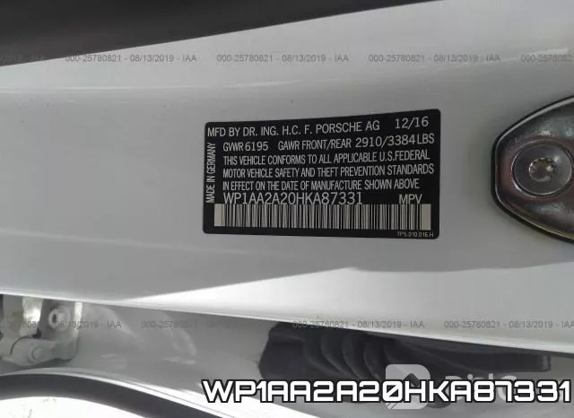 WP1AA2A20HKA87331 фото 10