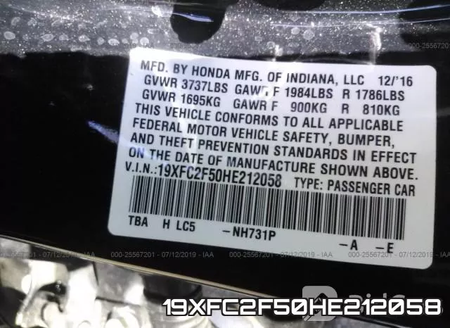 19XFC2F50HE212058 фото 10