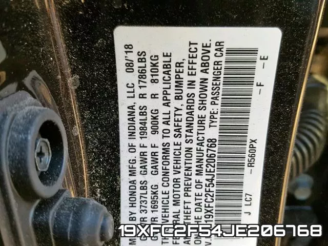 19XFC2F54JE206768 фото 2