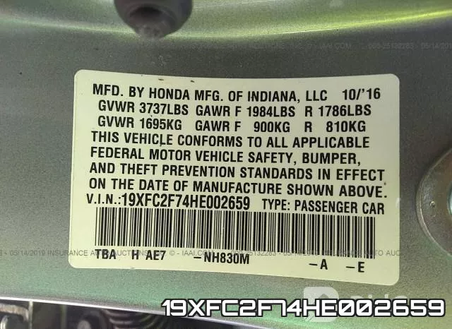 19XFC2F74HE002659 фото 10