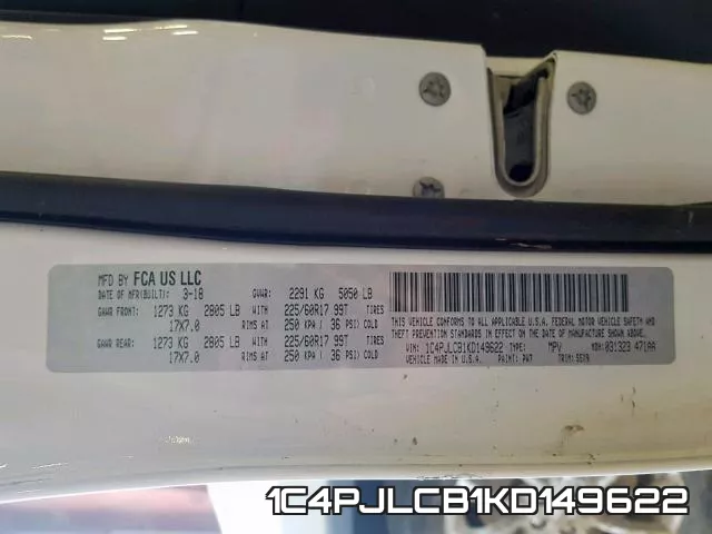 1C4PJLCB1KD149622 фото 2