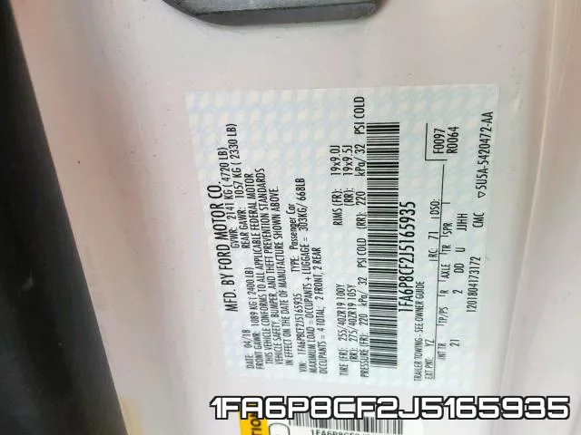 1FA6P8CF2J5165935 фото 2