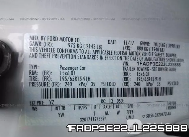 1FADP3E22JL225888 фото 10