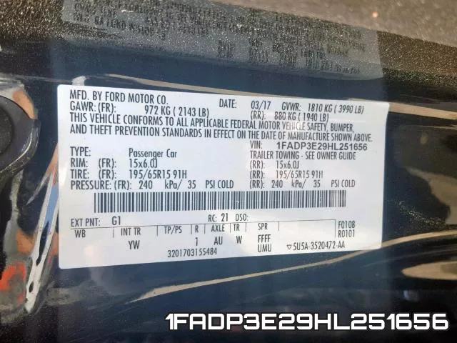 1FADP3E29HL251656 фото 2