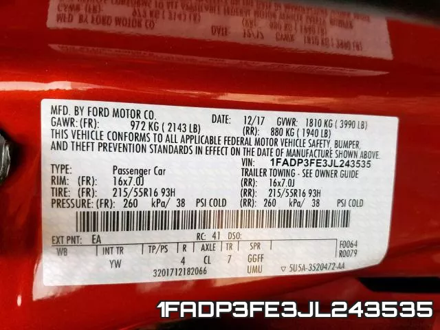 1FADP3FE3JL243535 фото 2