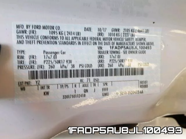 1FADP5AU8JL100493 фото 2