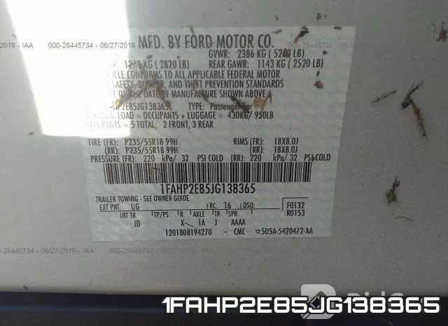 1FAHP2E85JG138365 фото 10