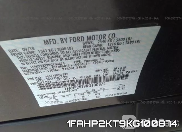 1FAHP2KT9KG100874 фото 10