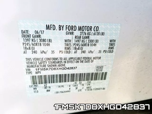 1FM5K7D8XHGD42837 фото 2