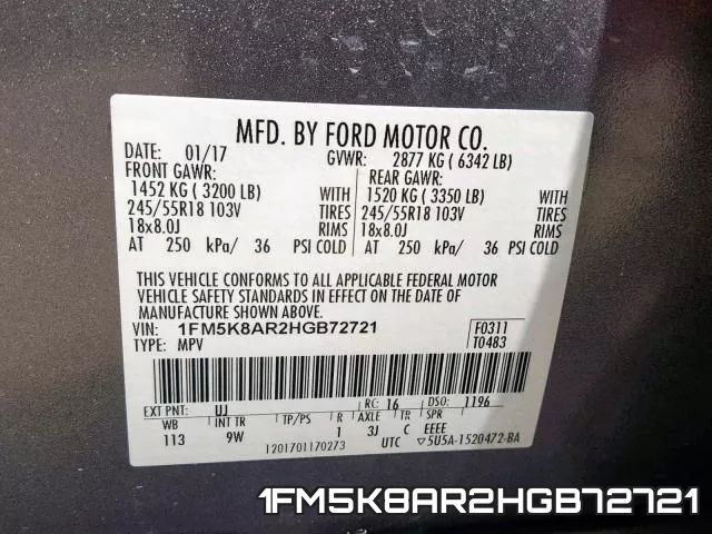 1FM5K8AR2HGB72721 фото 2