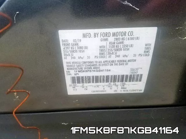 1FM5K8F87KGB41164 фото 2