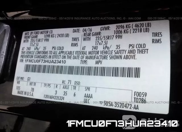 1FMCU0F73HUA23410 фото 10
