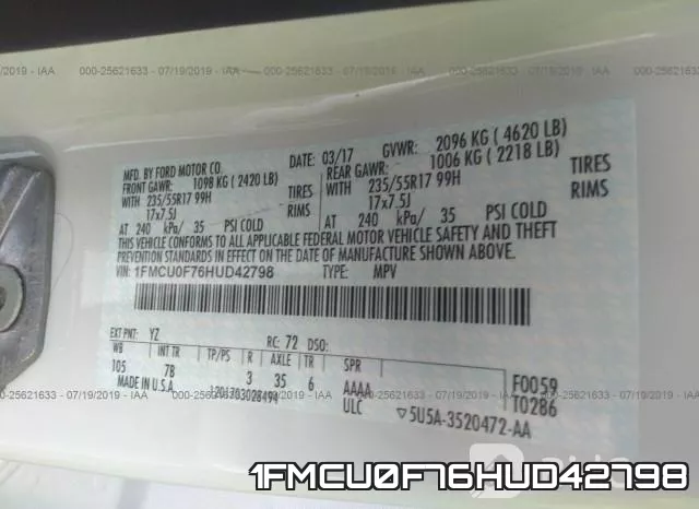 1FMCU0F76HUD42798 фото 10