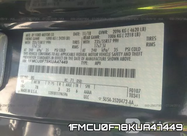 1FMCU0F78KUA47449 фото 10