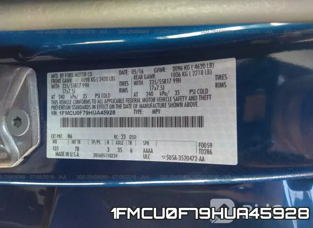 1FMCU0F79HUA45928 фото 10