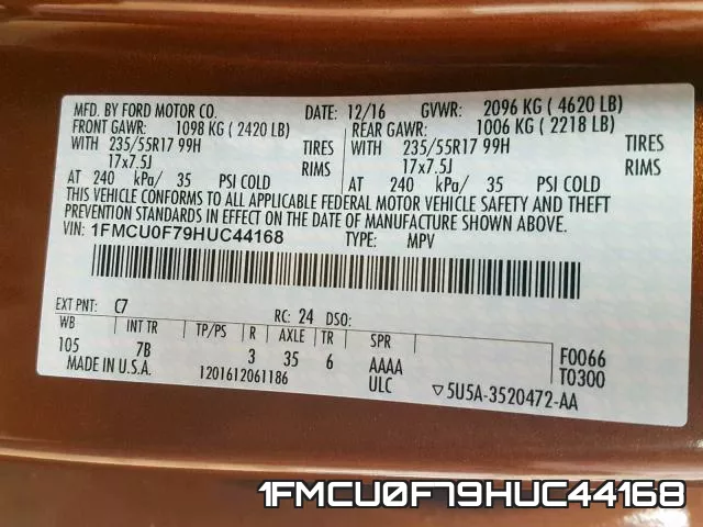 1FMCU0F79HUC44168 фото 2