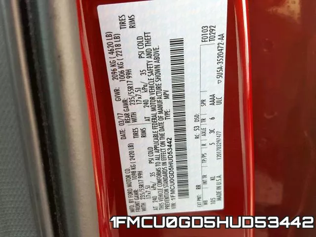 1FMCU0GD5HUD53442 фото 2