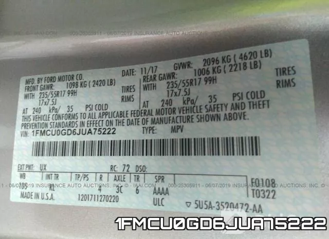 1FMCU0GD6JUA75222 фото 10