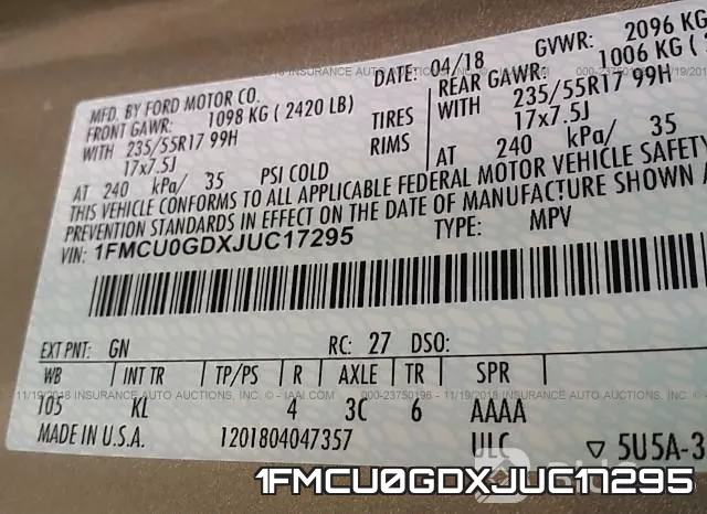 1FMCU0GDXJUC17295 фото 10