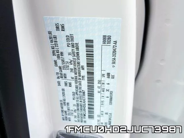 1FMCU0HD2JUC73987 фото 2