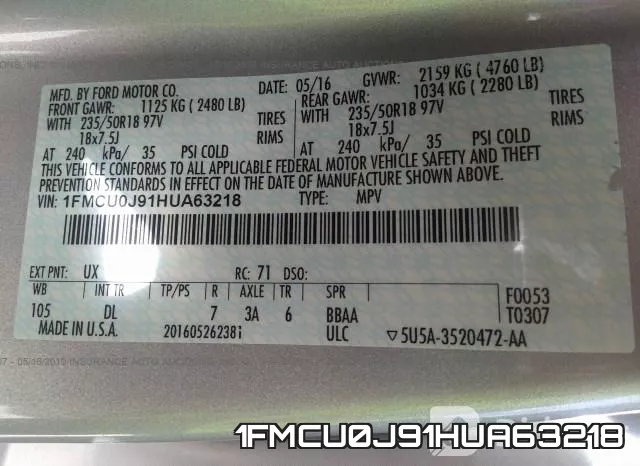 1FMCU0J91HUA63218 фото 10