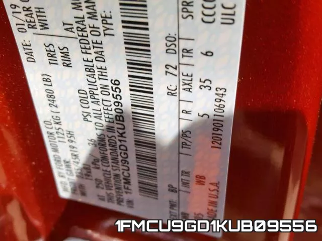 1FMCU9GD1KUB09556 фото 2