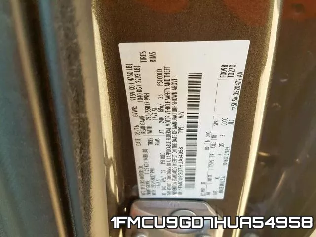 1FMCU9GD7HUA54958 фото 2