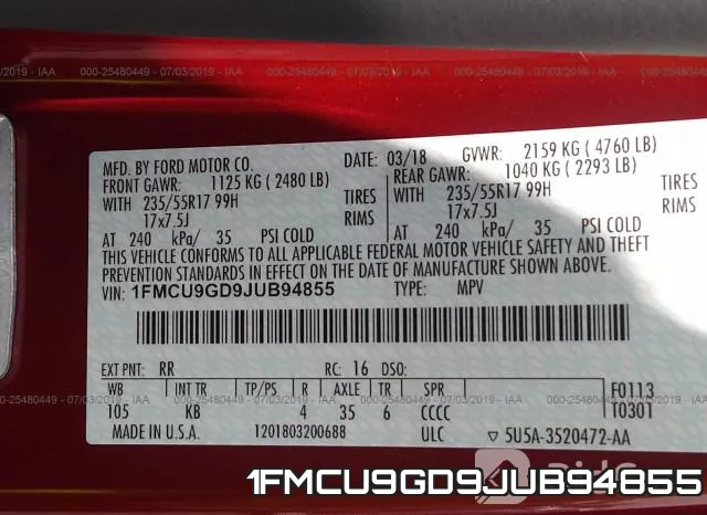 1FMCU9GD9JUB94855 фото 10
