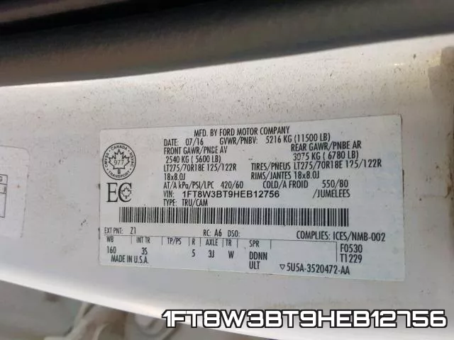1FT8W3BT9HEB12756 фото 2