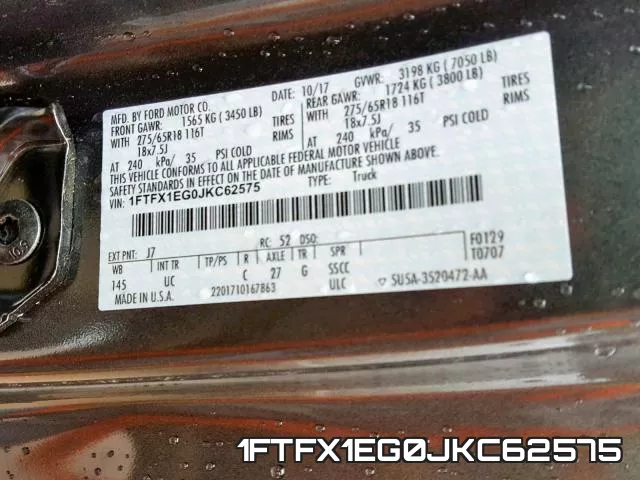 1FTFX1EG0JKC62575 фото 2