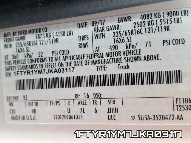 1FTYR1YM7JKA03117 фото 2