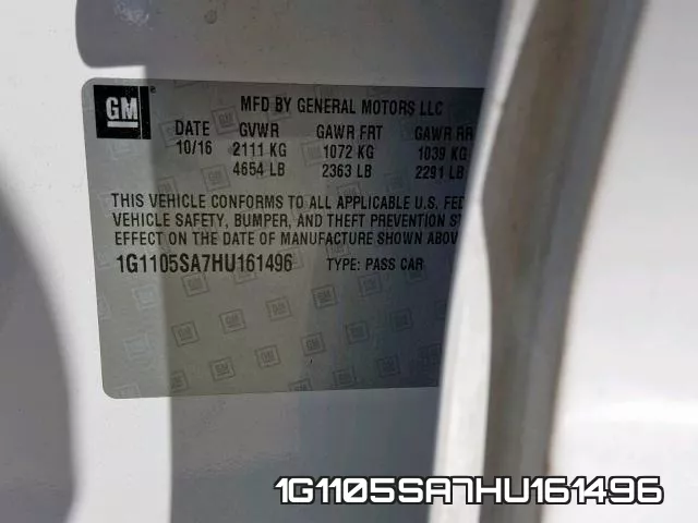 1G1105SA7HU161496 фото 2